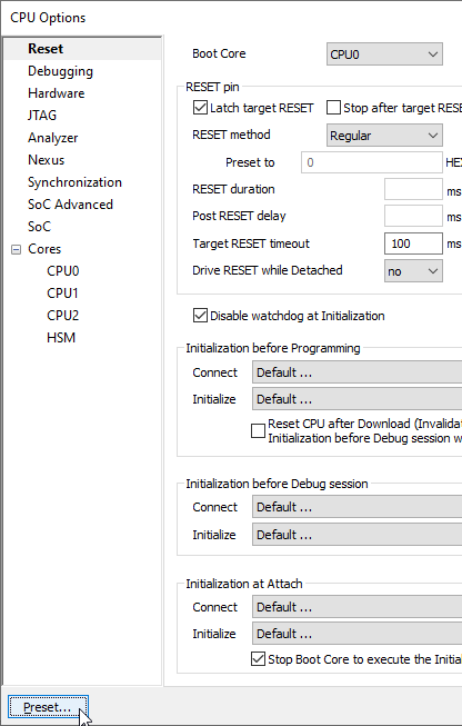 Preset-CPU-options