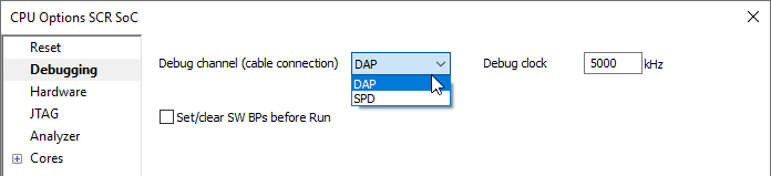 SCR-debug-interface-selection