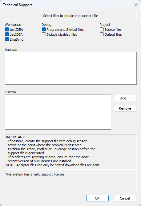 Technical-support-dialog