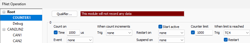 Example of the COUNTER1 configuration Example of the COUNTER1 configuration