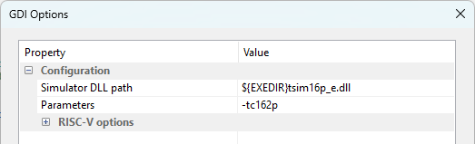 Example GDI Options configuration