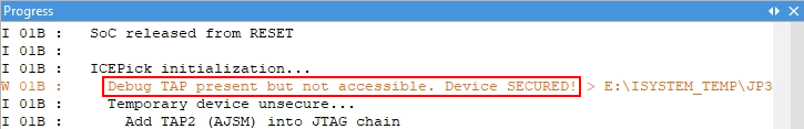 TMS570-Info_DebugTAPnotAccessible_DeviceSECURED